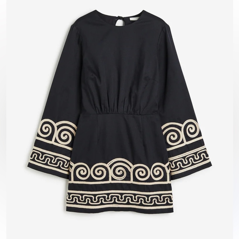 H&M EMBROIDERED LYOCELL-BLEND DRESS, XS